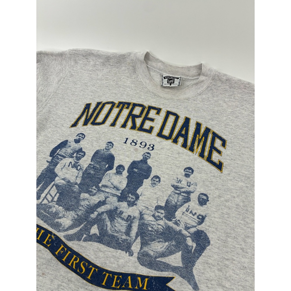 Vintage Lee Notre Dame The First Team 1893 Sweatshirt Gray Large Made in USA